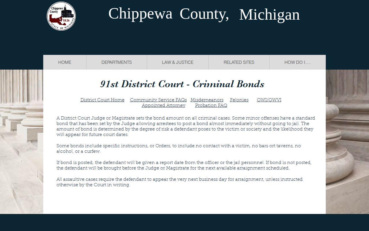 Chippewa County arrest bond and arraignment information